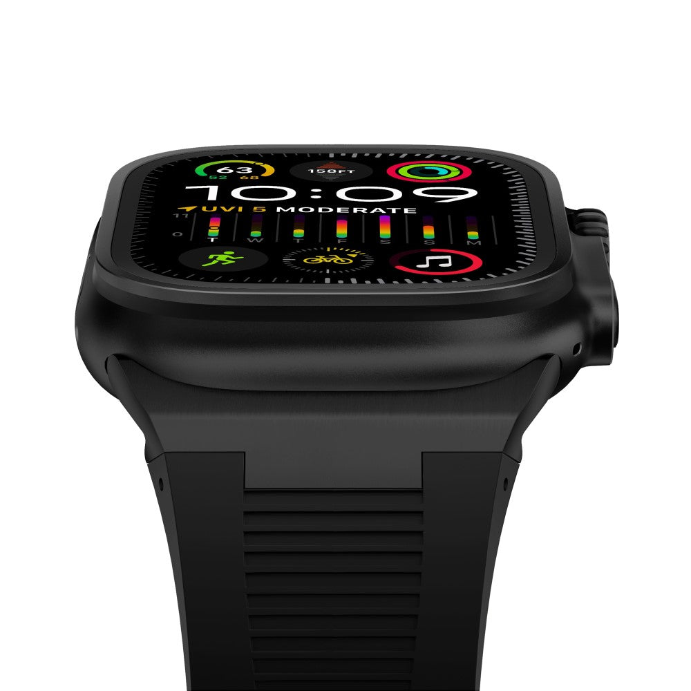 For Apple Watch Series 9 8 7 41mm  /  6 5 4 SE (2022) SE (2023) SE 40mm  /  3 2 1 38mm Soft Silicone Watch Bracelet - Black+Black#serie_2