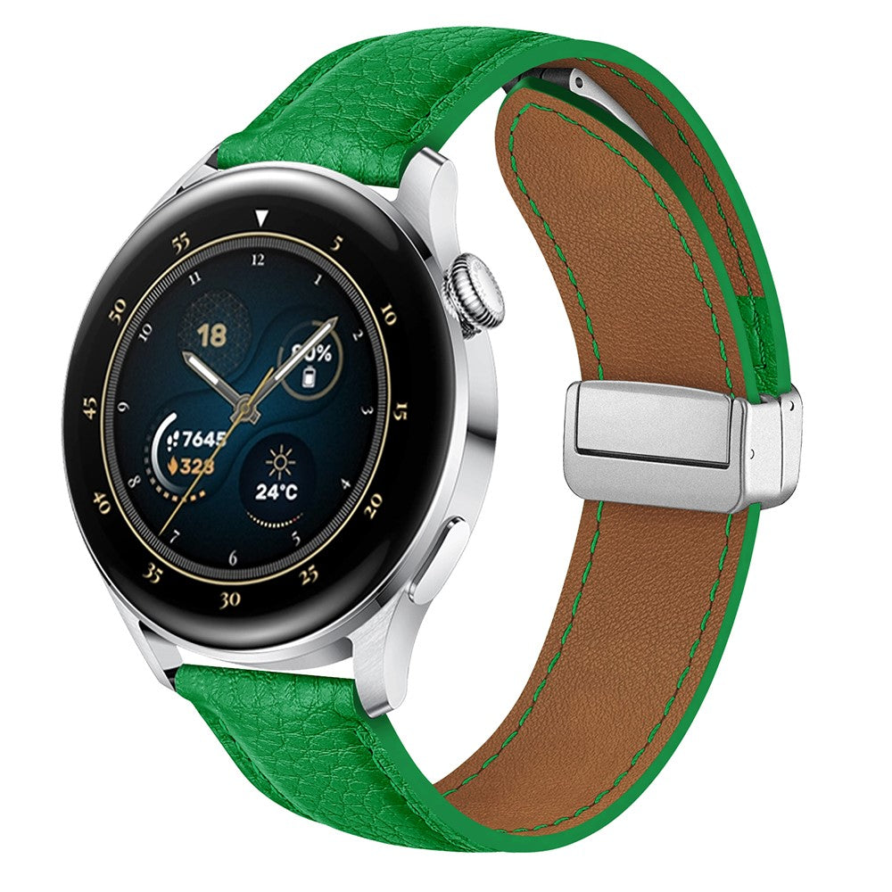 For Samsung Galaxy Watch6 Classic 43mm / Watch6 40mm Wrist Strap 20mm Litchi Texture Band with Magnetic Buckle - Green#serie_3