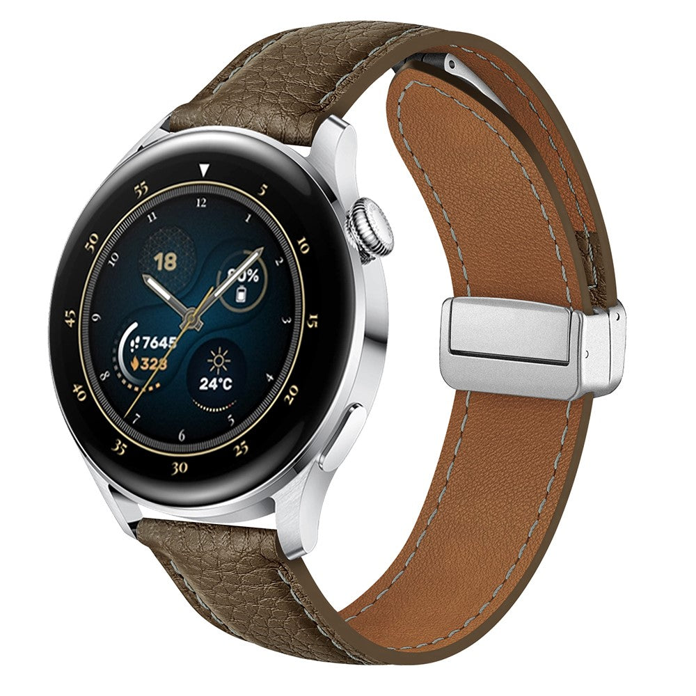 For Samsung Galaxy Watch6 Classic 43mm / Watch6 40mm Wrist Strap 20mm Litchi Texture Band with Magnetic Buckle - Mud Grey#serie_4