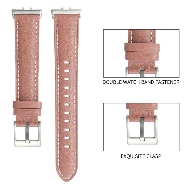 For Samsung Galaxy Fit3 Watch Band Cowhide Leather Strap Replacement - Deep Pink#serie_7