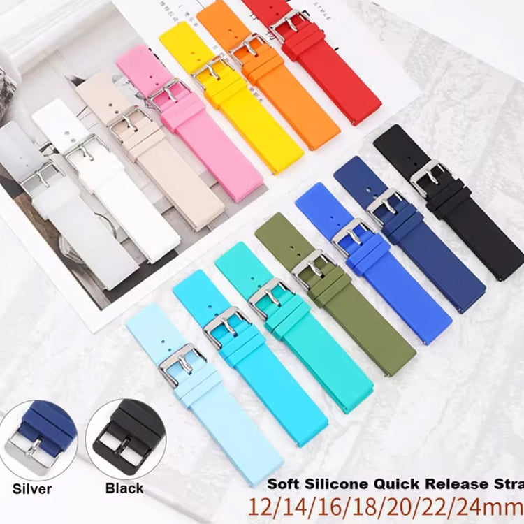 18mm Universal Replacement Watch Strap Sporty Silicone Wrist Band with Silver Buckle - Cyan#serie_11