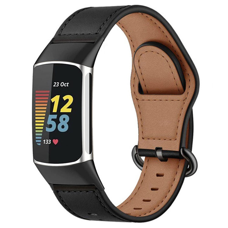 Wonderful Fitbit Smartwatch Genuine Leather Universel Strap - Black#serie_5