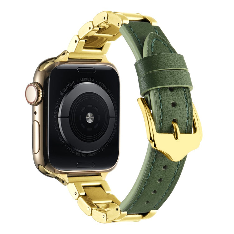 Tough Apple Smartwatch Metal And Pu Leather Universel Strap - Green#serie_3