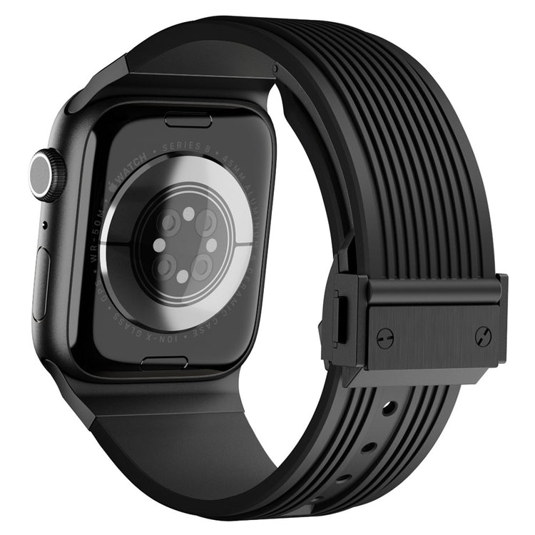 Apple Watch Ultra 2 Ultra 49mm / 9 8 7 45mm / 6 5 4 SE (2023) SE (2022) SE 44mm / 3 2 1 42mm Silicone Watch band  - Black Buckle / Black Strap#serie_2