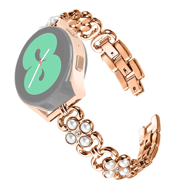 Samsung Galaxy Watch4 Classic 42mm / 46mm Wrist band Pearls Four Leaf Clover Stainless Steel Strap - Rose Gold#serie_3