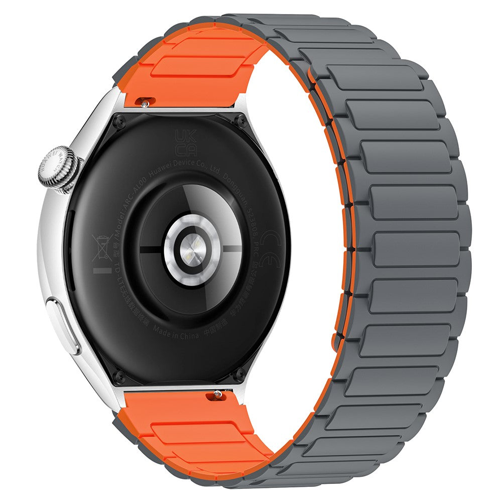 Silicone Watch band Huawei Watch 4 / 4 Pro / GT 4 46mm Magnetic Wrist Strap - Grey / Orange#serie_4