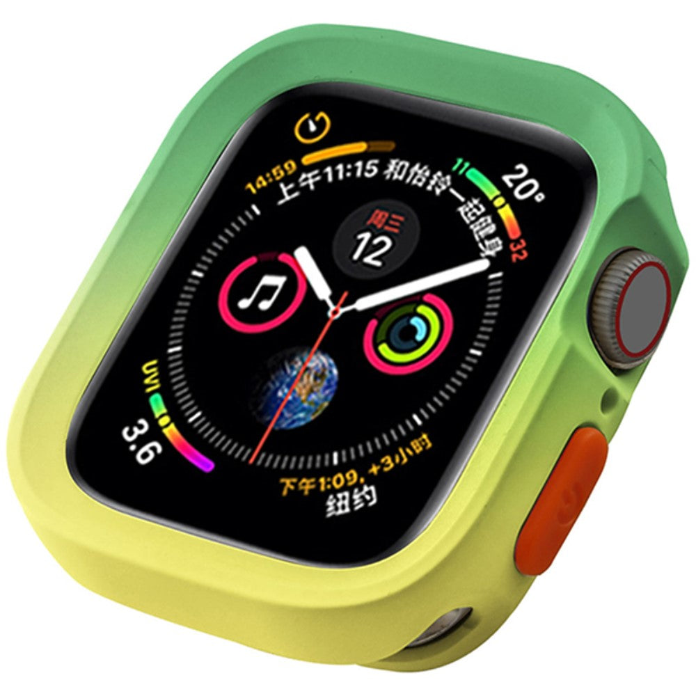 Apple Watch Series 4 / 5 / 6 / SE / SE (2022) 44mm / 7 / 8 / 9 45mm Dual Color Flexible Watch Case - Green+Yellow#serie_6