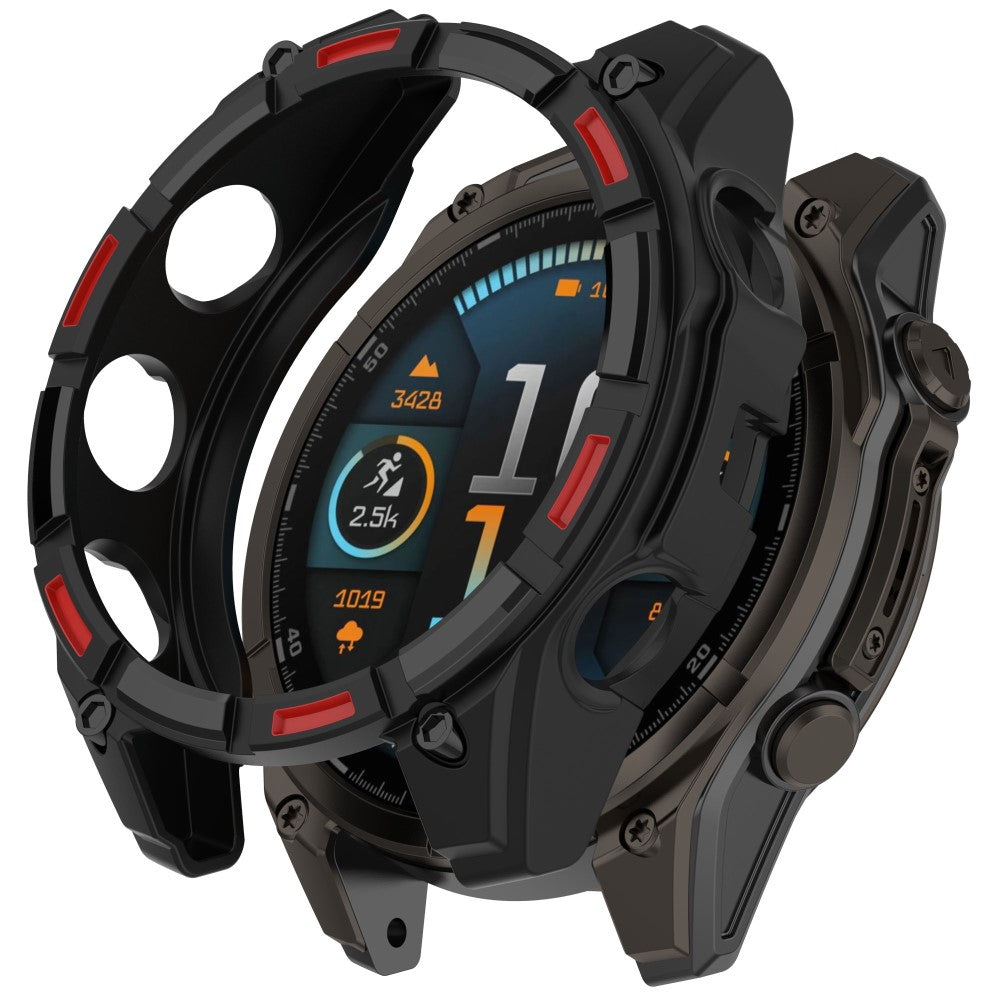 Garmin Fenix 8 Solar 51mm Watch Case Quick Release Soft TPU Watch Cover - Black / Red#serie_4