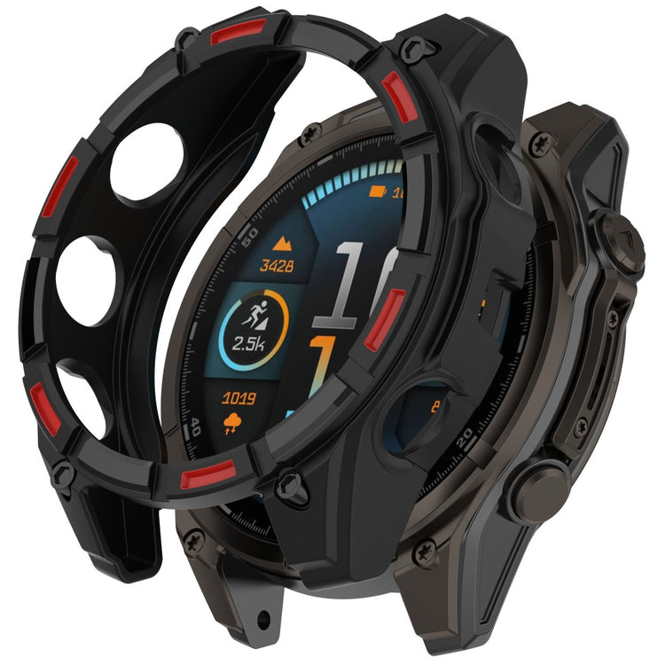 Garmin Fenix 8 Solar 51mm Watch Case Quick Release Soft TPU Watch Cover - Black / Red#serie_4