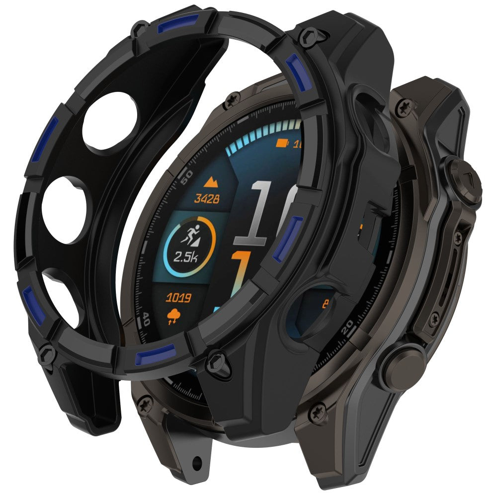 Garmin Fenix 8 Solar 51mm Watch Case Quick Release Soft TPU Watch Cover - Black / Blue#serie_5