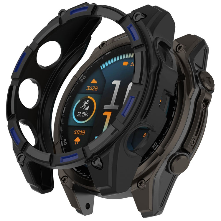 Garmin Fenix 8 Solar 51mm Watch Case Quick Release Soft TPU Watch Cover - Black / Blue#serie_5