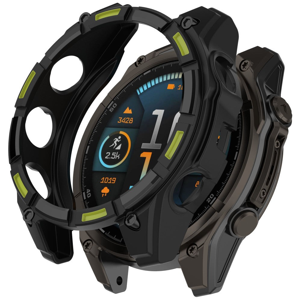 Garmin Fenix 8 Solar 51mm Watch Case Quick Release Soft TPU Watch Cover - Black / Green#serie_6