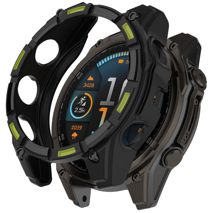 Garmin Fenix 8 Solar 51mm Watch Case Quick Release Soft TPU Watch Cover - Black / Green#serie_6