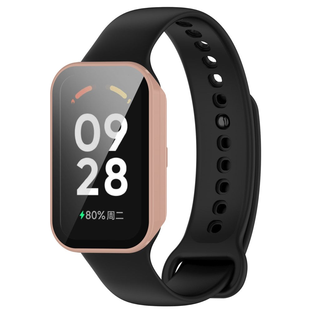 Super Godt Universal Cover med Skærmbeskytter i Silikone og Glas passer til Xiaomi Smart Band 8 Active / Xiaomi Redmi Band 2 - Pink#serie_6