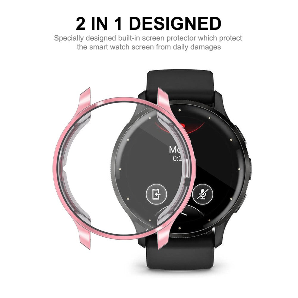 Super Godt Cover med Skærmbeskytter i Silikone passer til Garmin Venu 3 - Pink#serie_4