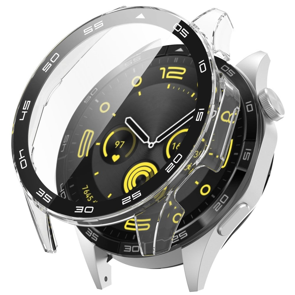 Huawei Watch GT 4 46mm Watch Case Tempered Glass Screen Protector Frame Cover with Dial Plate - Silver - Gennemsigtig#serie_3