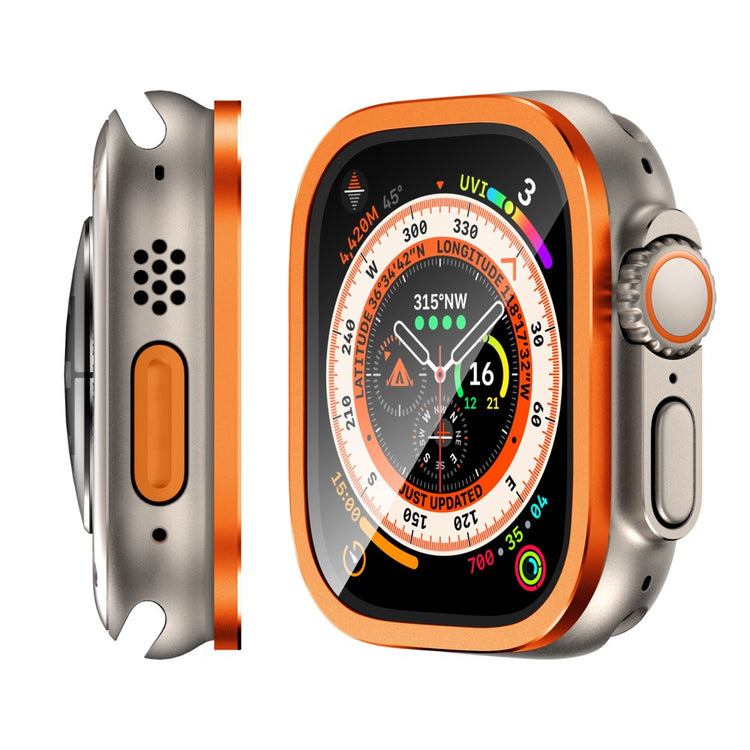Mega Fint Universal Cover med Skærmbeskytter i Glas passer til Apple Watch Ultra / Apple Watch Ultra 2 - Orange#serie_1