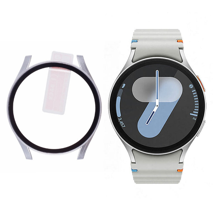 Samsung Galaxy Watch7 44mm Watch Case Hard Bump Resistant Cover with Tempered Glass Screen Film - Silver#serie_6