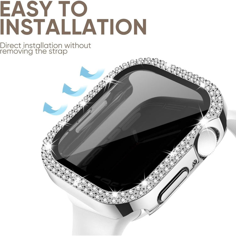 Mega Good Apple Smartwatch Universel Cover with Screen Protector in Rhinestone and Glass - Black#serie_3