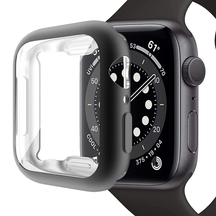 Apple Watch SE (2022) / SE / 6 / 5 / 4 44mm Soft flexible Case Electroplating Watch Case Cover with Screen Protector - Black#serie_1