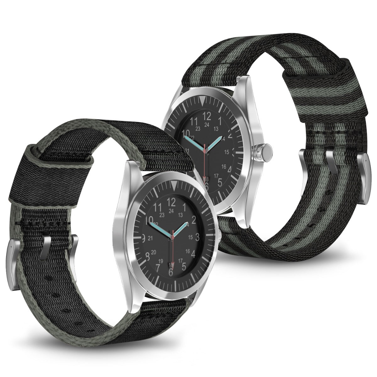 Rigtigt Godt Nylon Rem passer til 24mm - Sølv#serie_bfwu104n