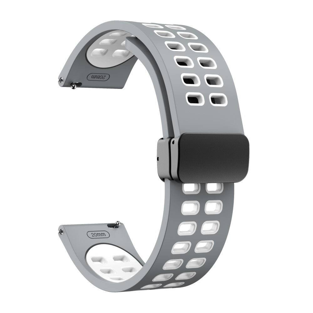 22mm Universal dual color silicone strap with black buckle - Grey / White#serie_5