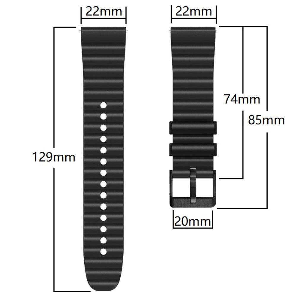22mm Universal dual-color silicone strap with black buckle - Black+Red#serie_5