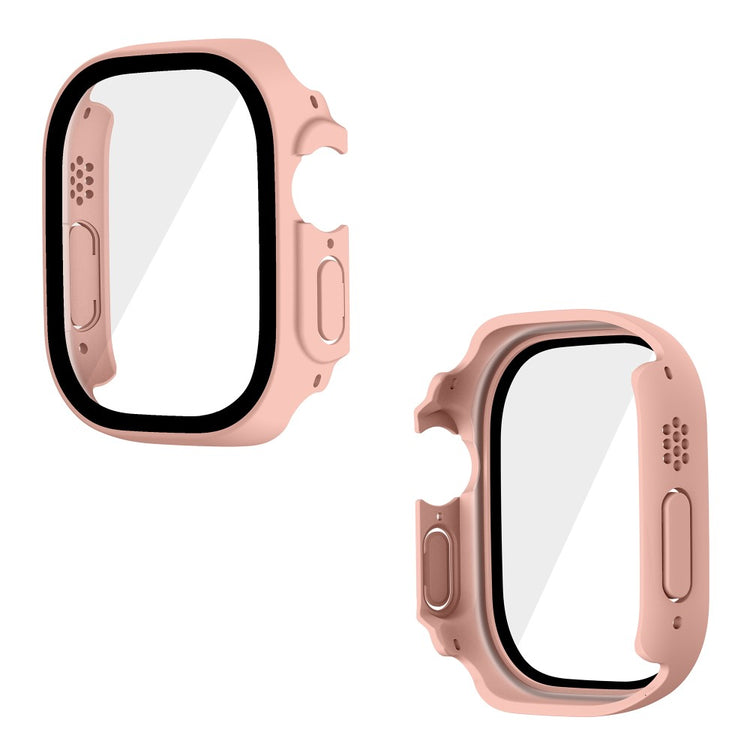 Mega Flot Apple Watch Ultra Cover med Skærmbeskytter i Plastik og Hærdet Glas - Pink#serie_1