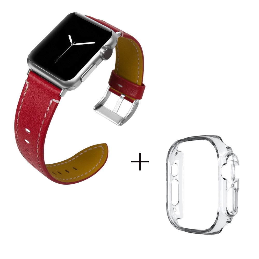 Ægte læder Cover passer til Apple Watch Ultra - Rød#serie_4