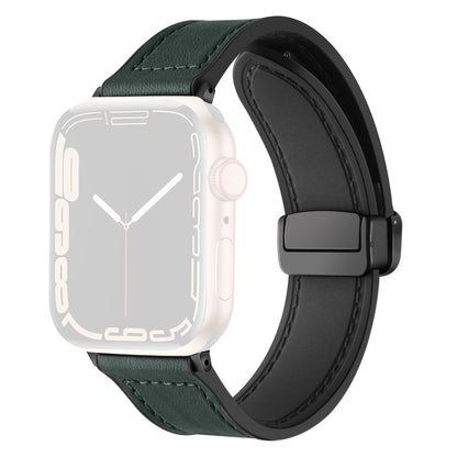 Solid Kunstlæder Og Silikone Universal Rem passer til Apple Smartwatch - Grøn#serie_1
