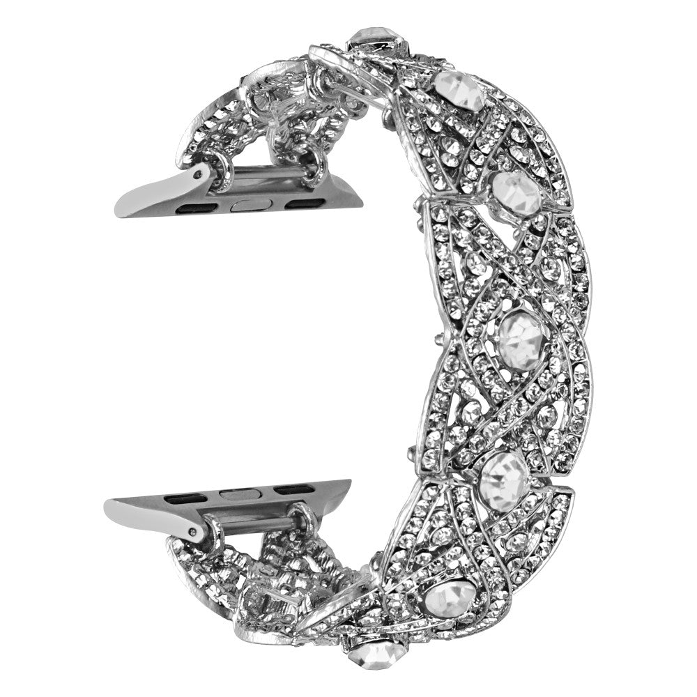 Super Cool Metal Og Rhinsten Universal Rem passer til Apple Smartwatch - Sølv#serie_3