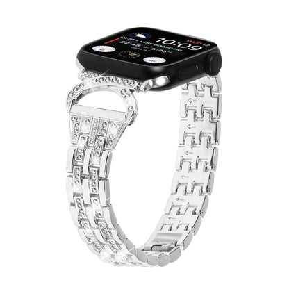 Super Sejt Metal Og Rhinsten Universal Rem passer til Apple Smartwatch - Sølv#serie_4