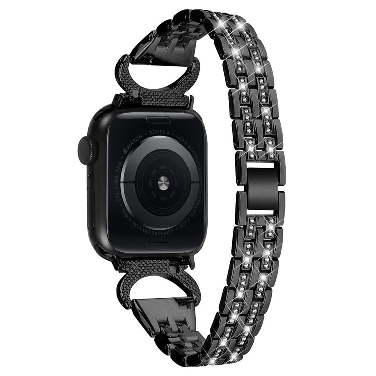 Vildt Fed Metal Og Rhinsten Universal Rem passer til Apple Smartwatch - Sort#serie_1