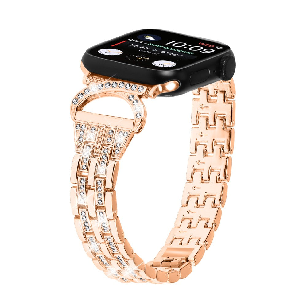 Vildt Fed Metal Og Rhinsten Universal Rem passer til Apple Smartwatch - Pink#serie_2