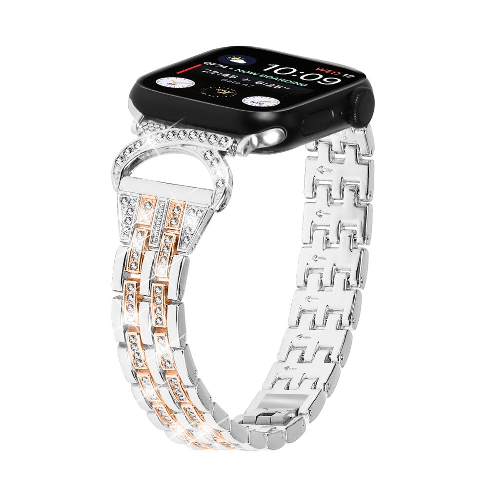 Vildt Fed Metal Og Rhinsten Universal Rem passer til Apple Smartwatch - Sølv#serie_3