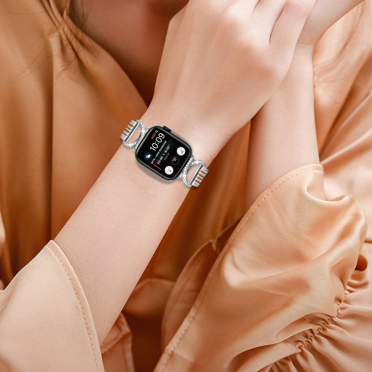 Vildt Fed Metal Og Rhinsten Universal Rem passer til Apple Smartwatch - Sølv#serie_3