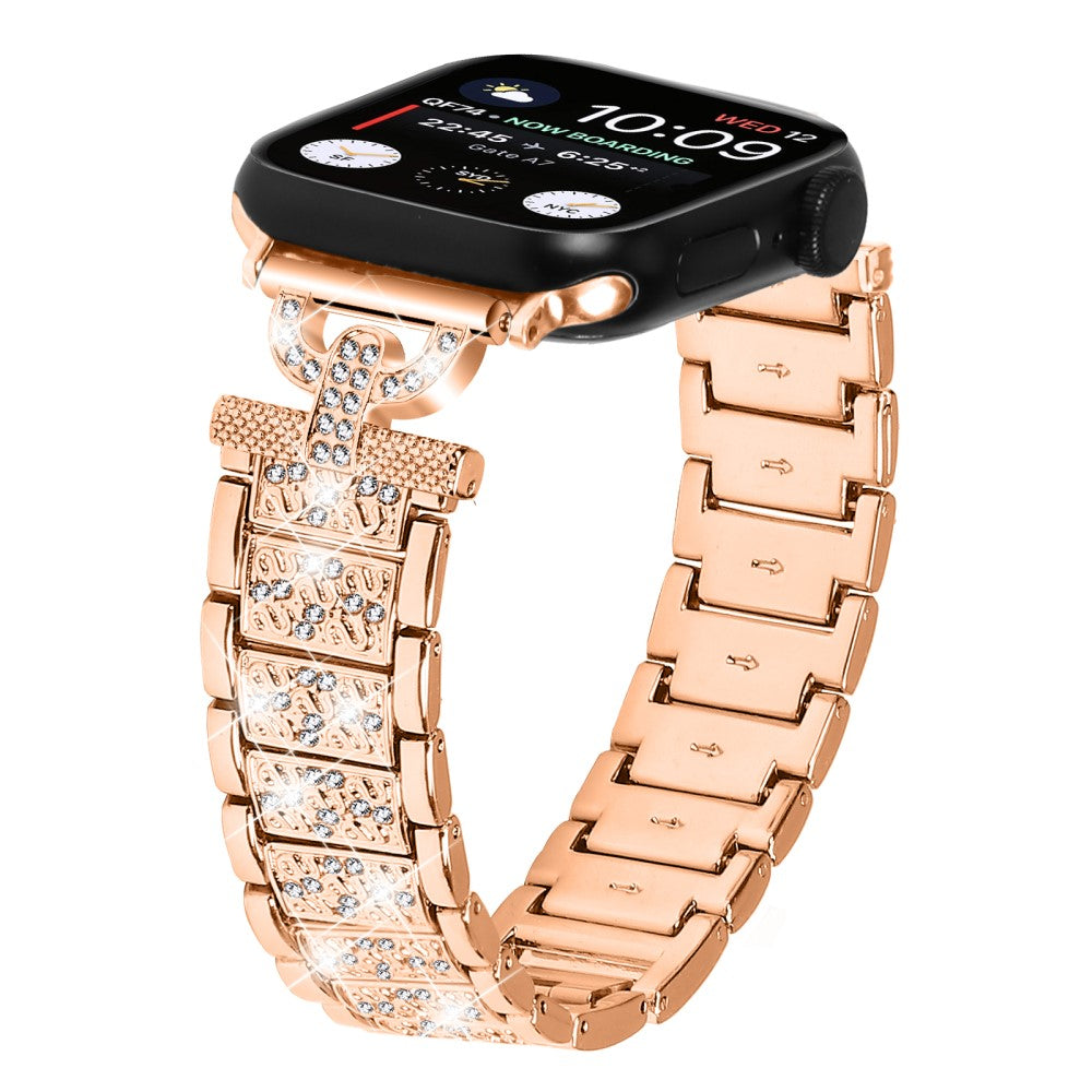 Super Cool Metal Og Rhinsten Universal Rem passer til Apple Smartwatch - Pink#serie_3