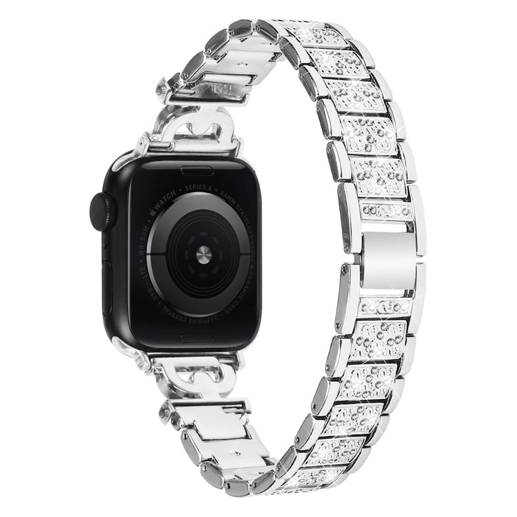 Super Cool Metal Og Rhinsten Universal Rem passer til Apple Smartwatch - Sølv#serie_4