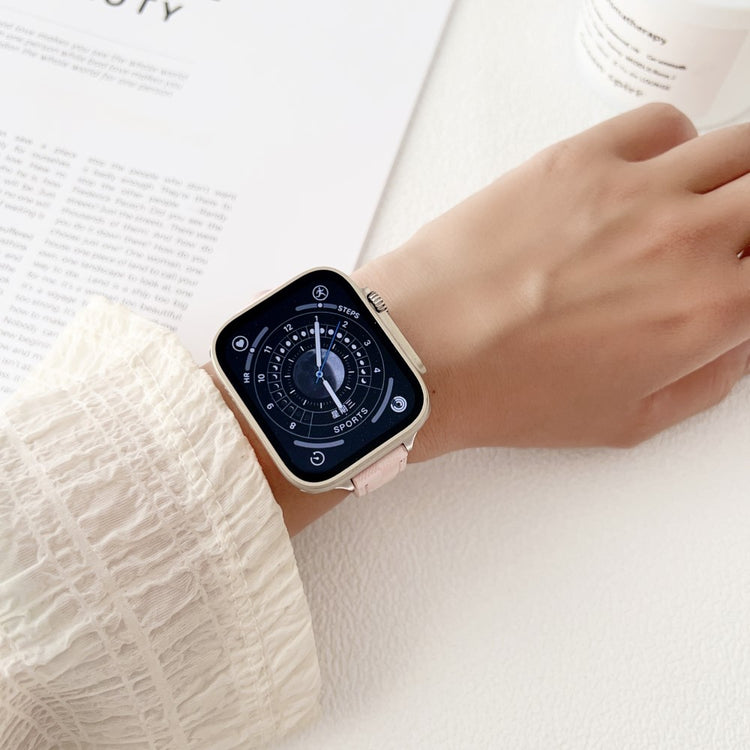 Solid Ægte Læder Universal Rem passer til Apple Smartwatch - Grøn#serie_3