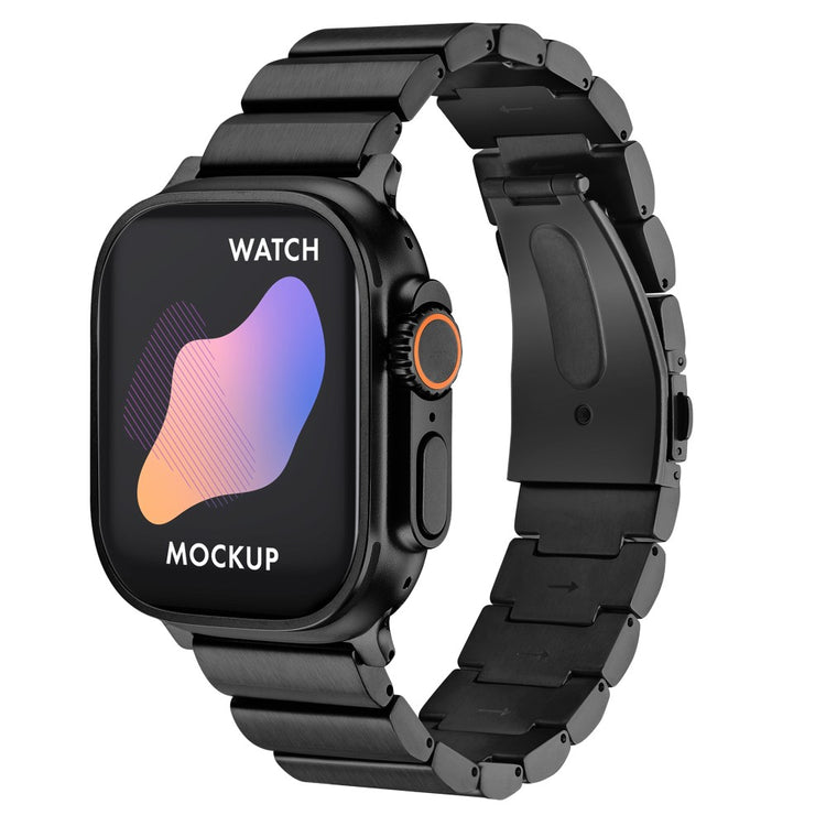 Super Sejt Metal Universal Rem passer til Apple Smartwatch - Sort#serie_1