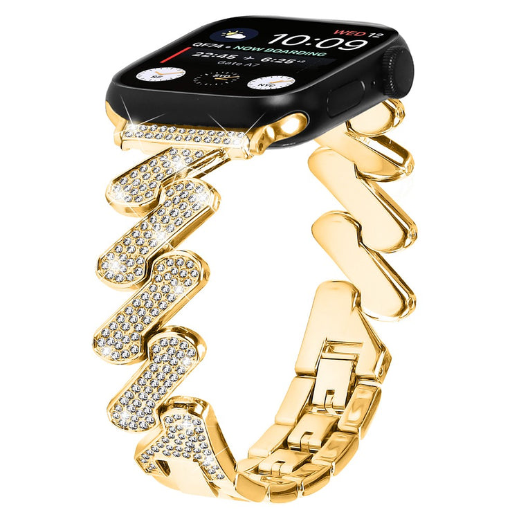 Mega Cool Metal Og Rhinsten Universal Rem passer til Apple Smartwatch - Guld#serie_2