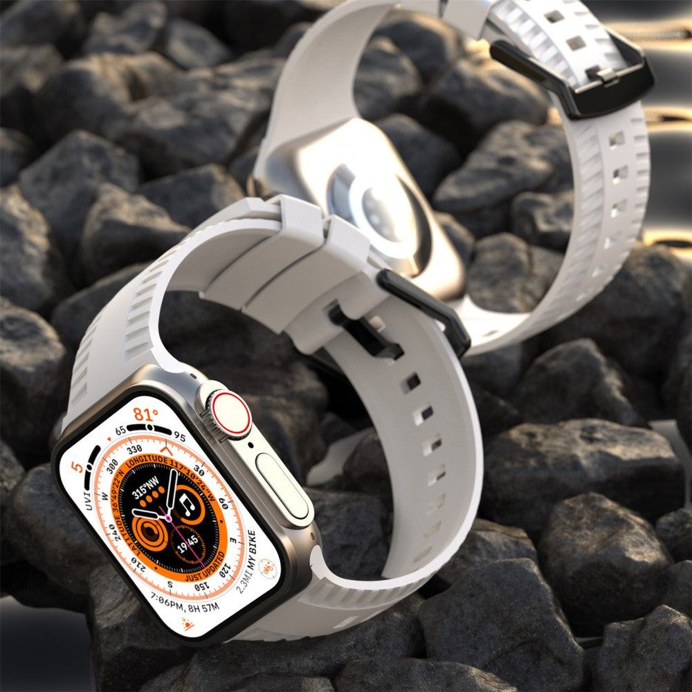 Godt Metal Og Silikone Universal Rem passer til Apple Smartwatch - Rød#serie_4