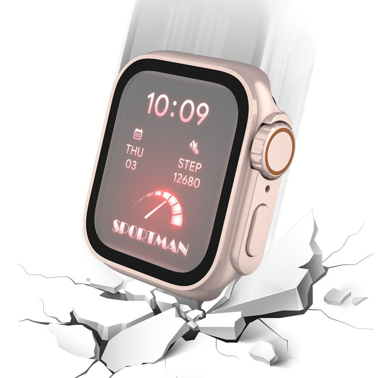 Beskyttende Universal Cover med Skærmbeskytter i Plastik og Hærdet Glas passer til Apple Smartwatch - Pink#serie_1