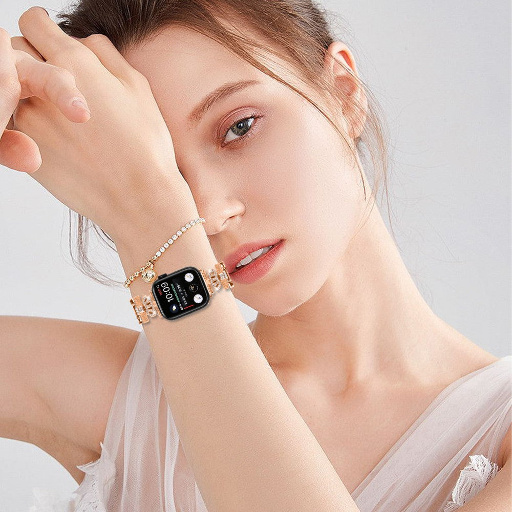 Vildt Rart Metal Og Rhinsten Universal Rem passer til Apple Smartwatch - Pink#serie_2