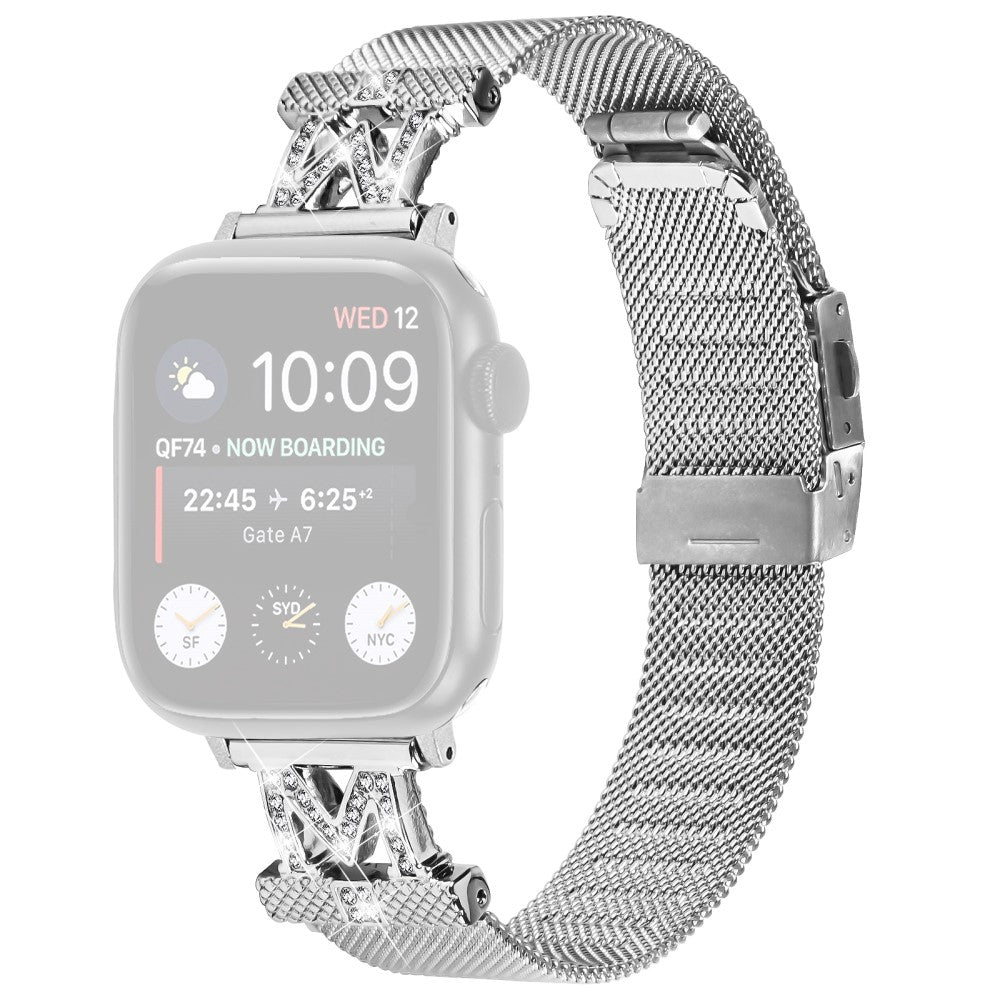 Godt Metal Og Rhinsten Universal Rem passer til Apple Smartwatch - Sølv#serie_025
