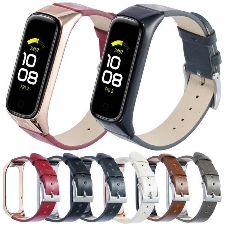 Meget Smuk Ægte Læder Rem passer til Samsung Galaxy Fit 2 - Blå#serie_1