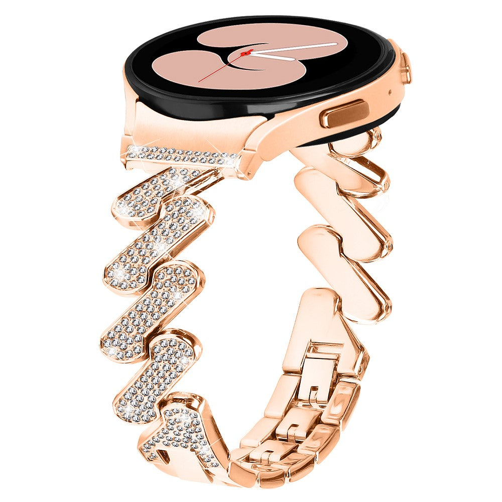 Sejt Metal Og Rhinsten Universal Rem passer til Samsung Smartwatch - Pink#serie_3