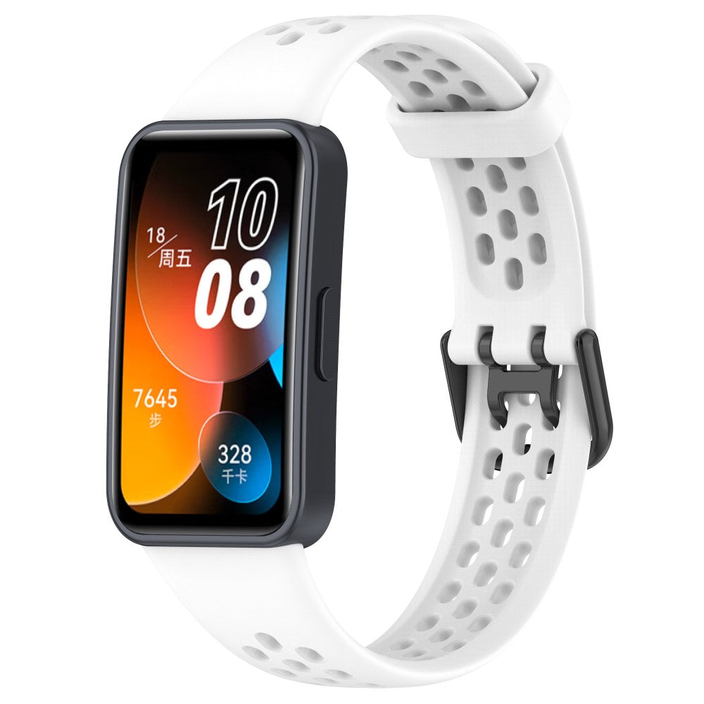 Helt Vildt Holdbart Silikone Rem passer til Huawei Band 8 - Hvid#serie_10