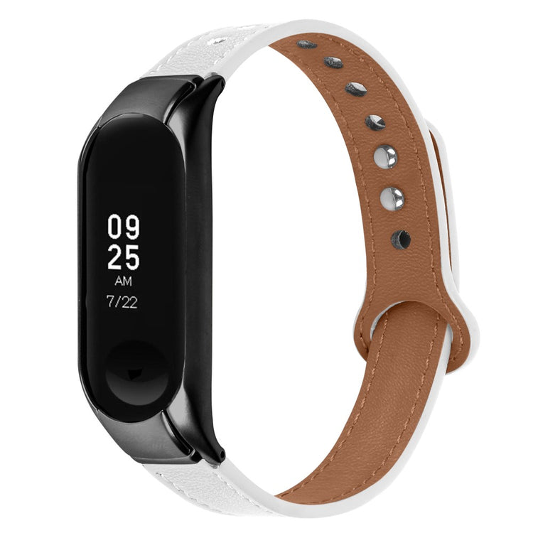 Mega Hårdfør Ægte Læder Rem passer til Xiaomi Smart Band 8 - Hvid#serie_1