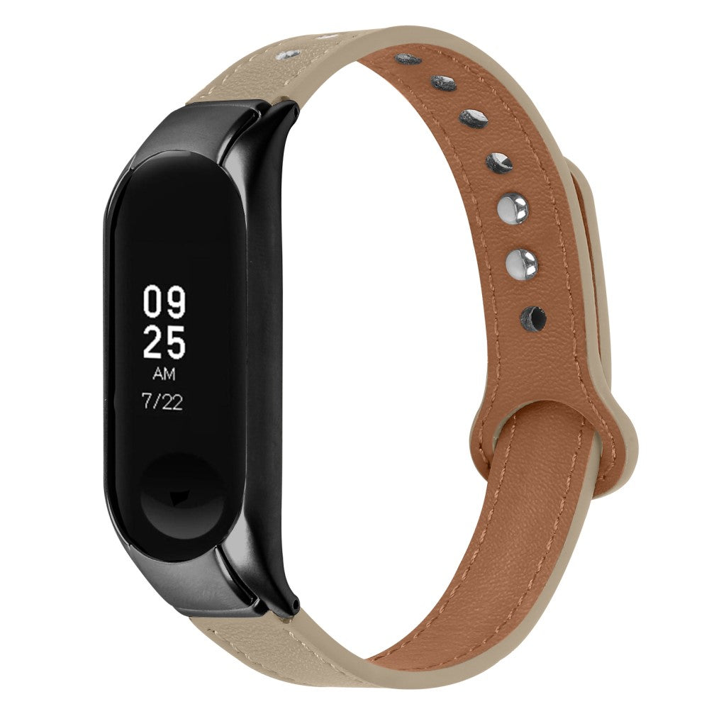 Mega Hårdfør Ægte Læder Rem passer til Xiaomi Smart Band 8 - Brun#serie_3